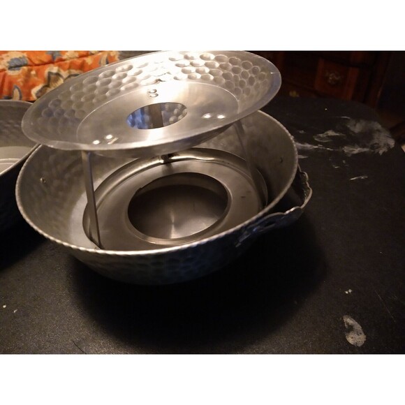 Vintage Nasco Italy 3 Pc Hammered Aluminum Casserole Dish / Cooking piece/ Cover - Picture 7 of 12